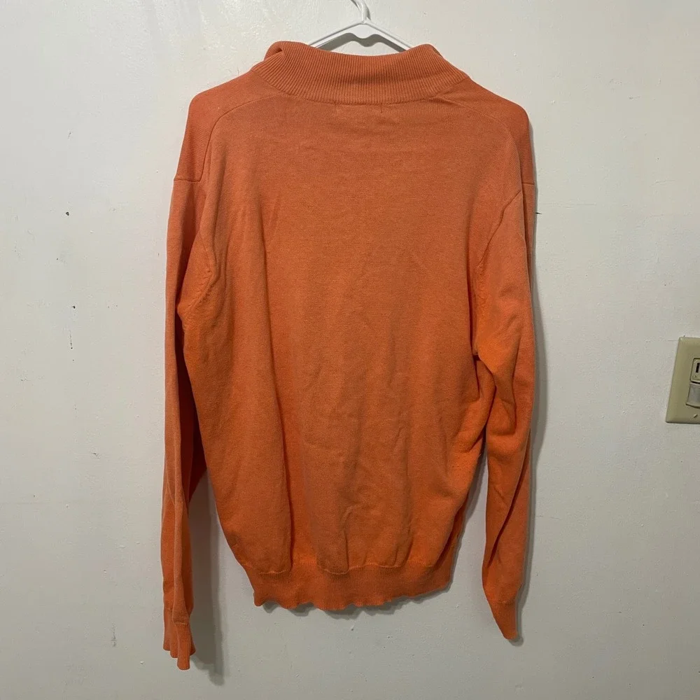 Bobby Jones Mens Orange Quarter‎ Zip Golf Sweater Size L Embroidered Golfer